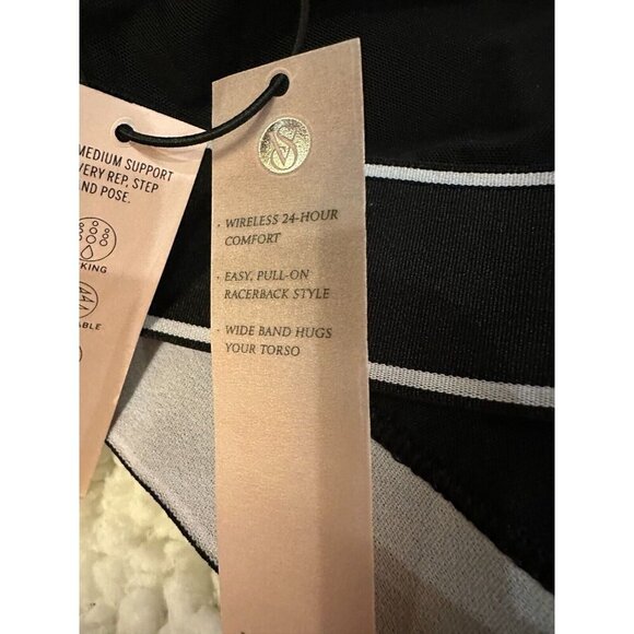 NWT Victoria's Secret Sport Bra Size Large Medium Support Black with white trim - Picture 7 of 11